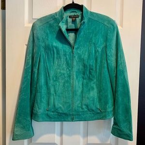 Valerie Stevens Teal/ Turquoise Suede Leather Jacket